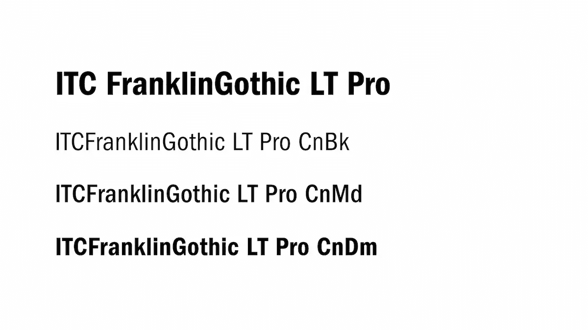 $ITC FranklinGothic LT Proの書体見本。