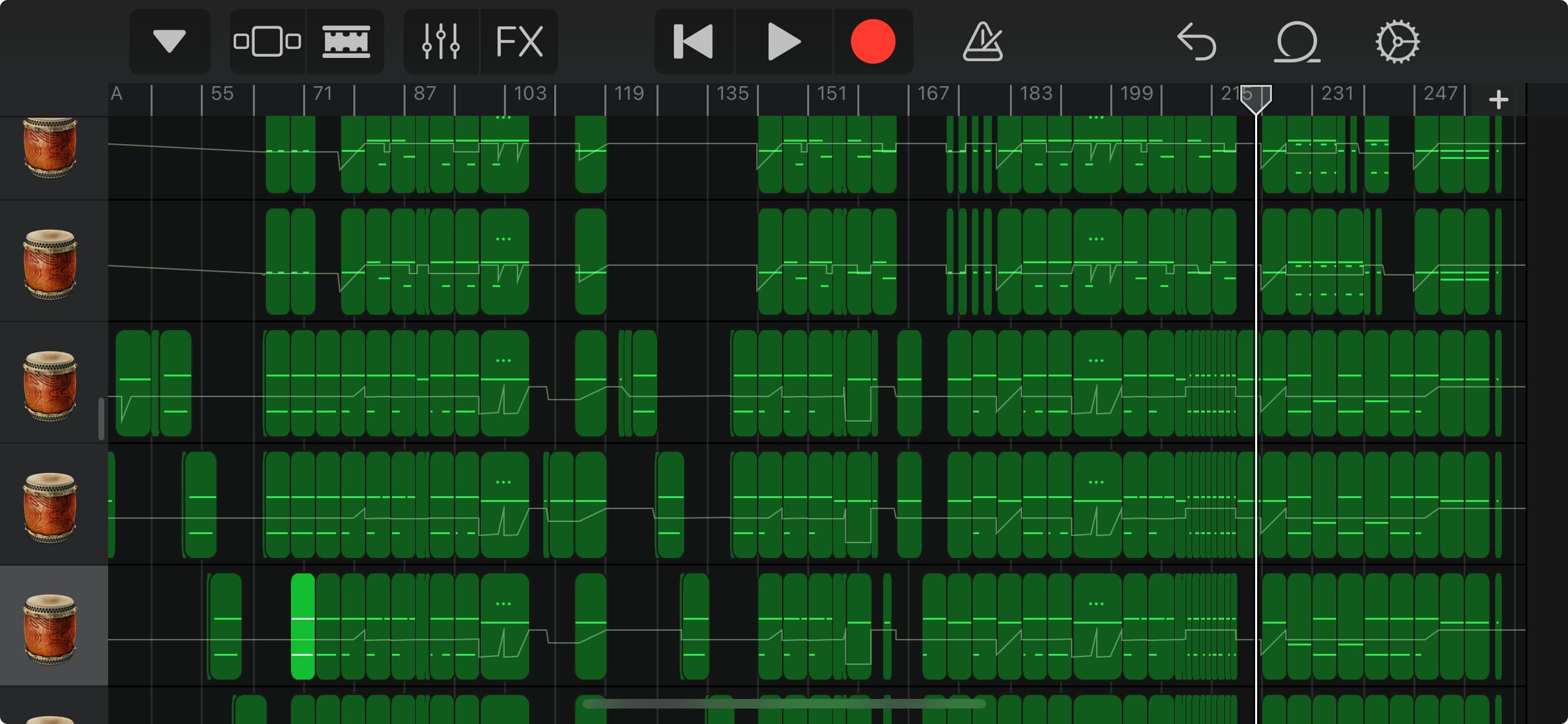 新曲「颯」の譜面。とても刻まれています